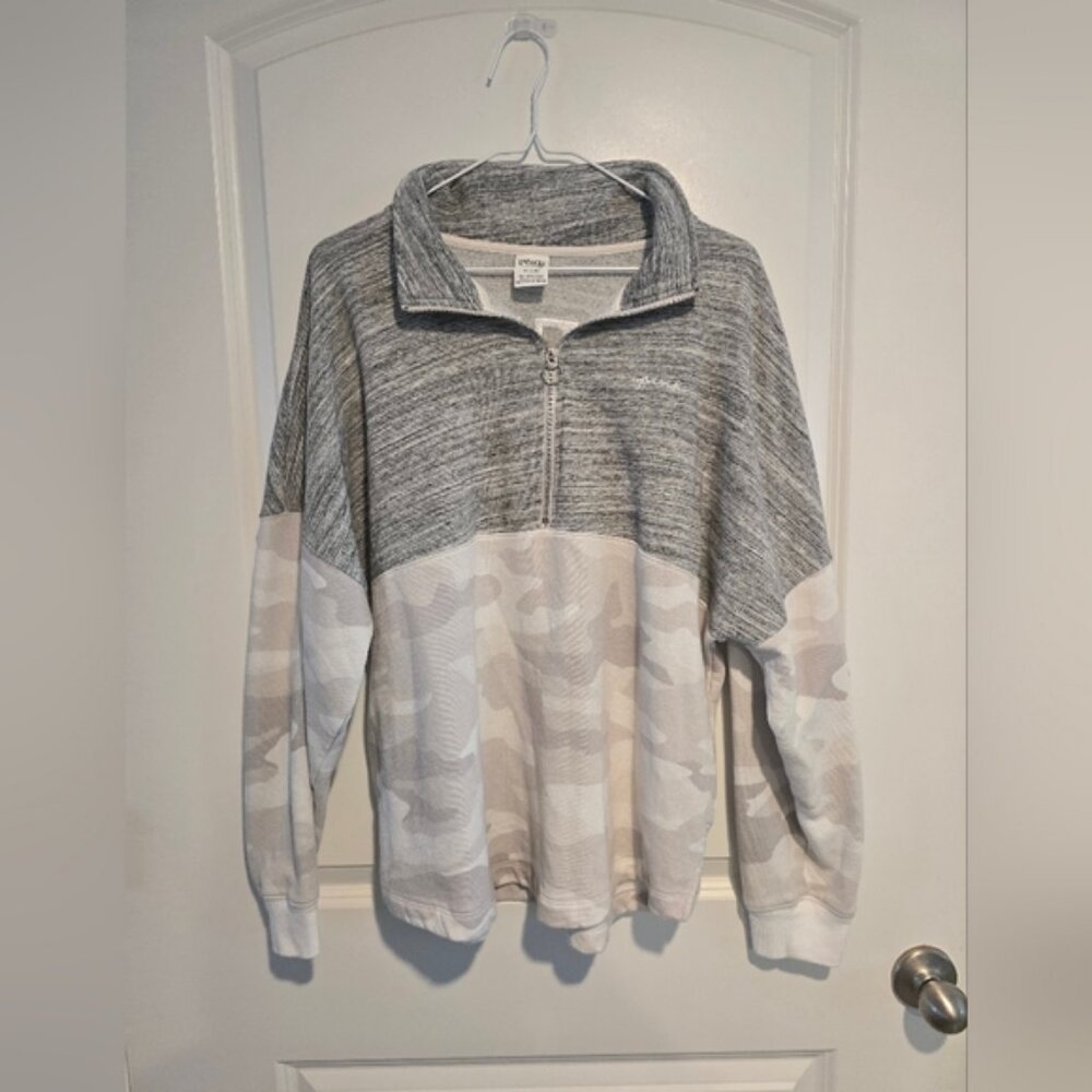 PINK Victorias Secret Gray and White Zip Up Jacket VS